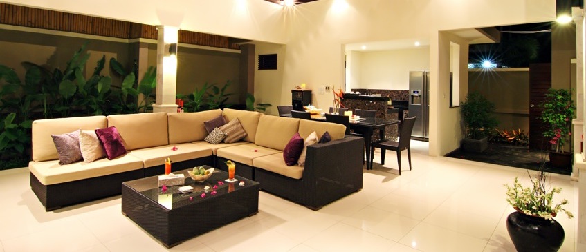 Night View of the living area - 3 Bedroom Villa, Bali